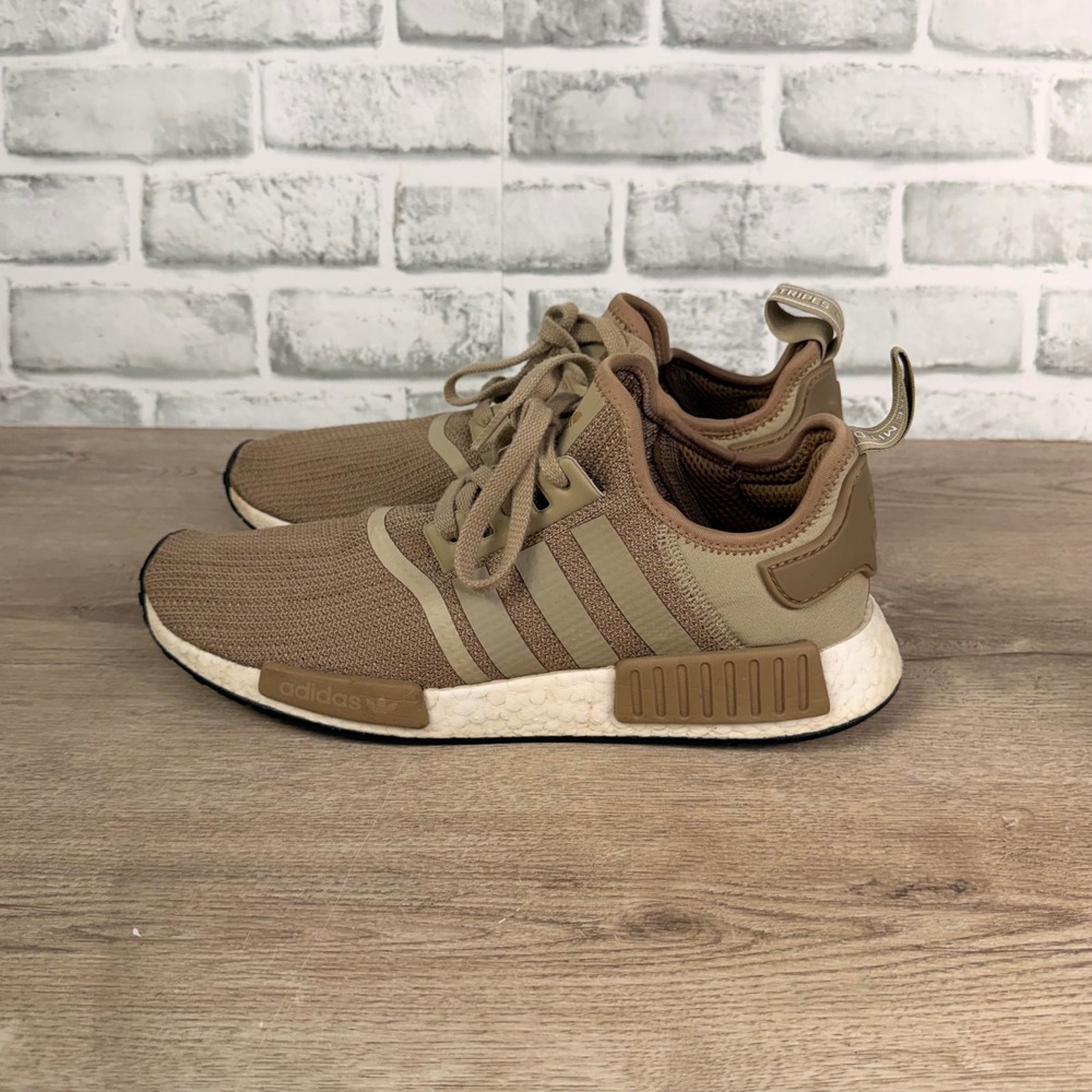 Adidas NMD R1 Running Shoes Knit Mesh Khaki Brown Mens 10.5